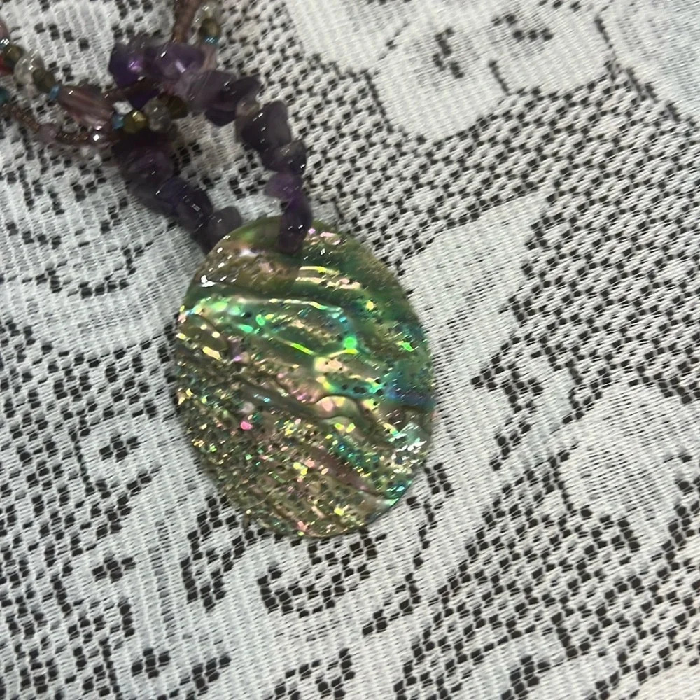 Layered Colorful Beaded Statement Necklace with Pendant